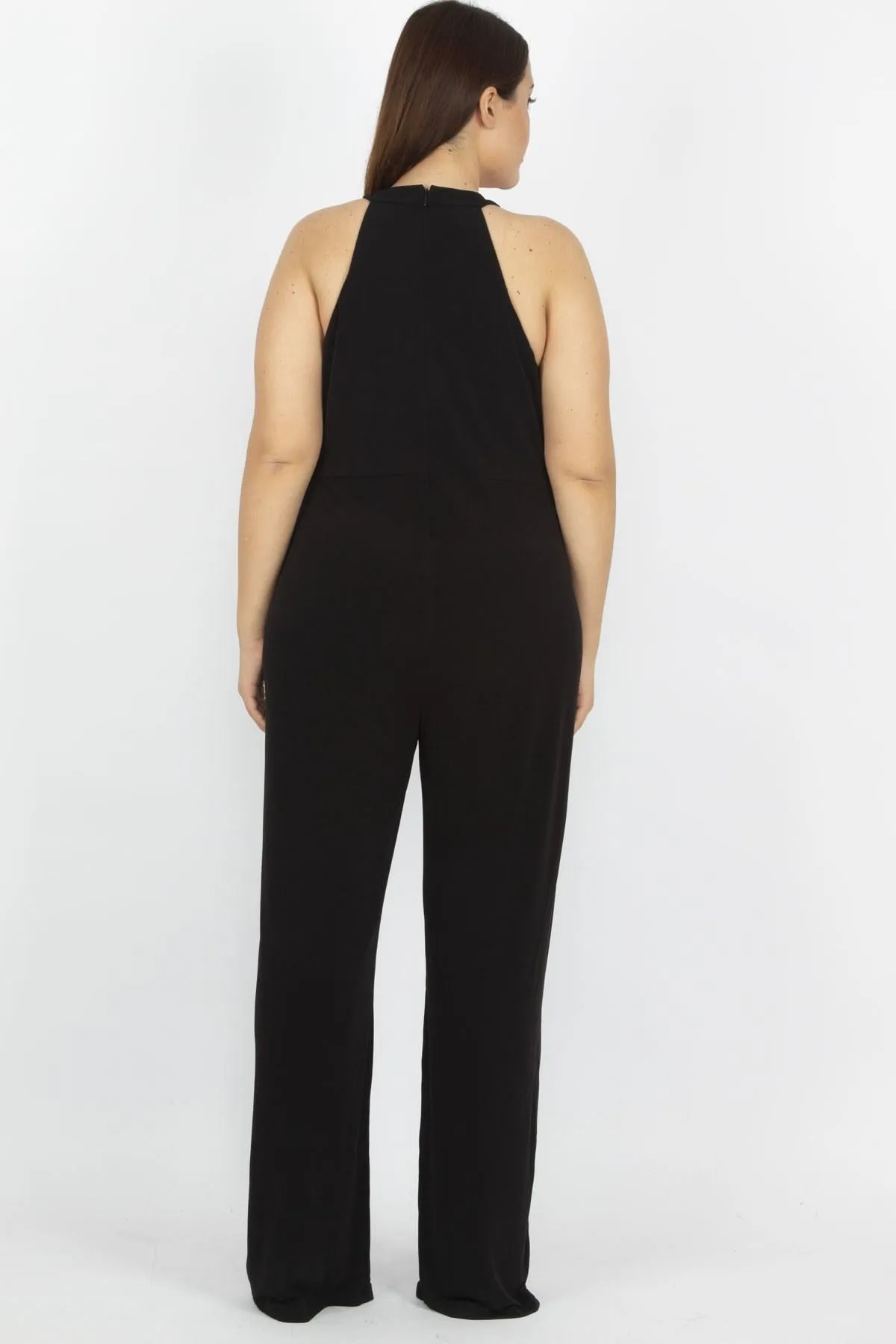 16199 Black Patterned Bodycon Jumpsuit