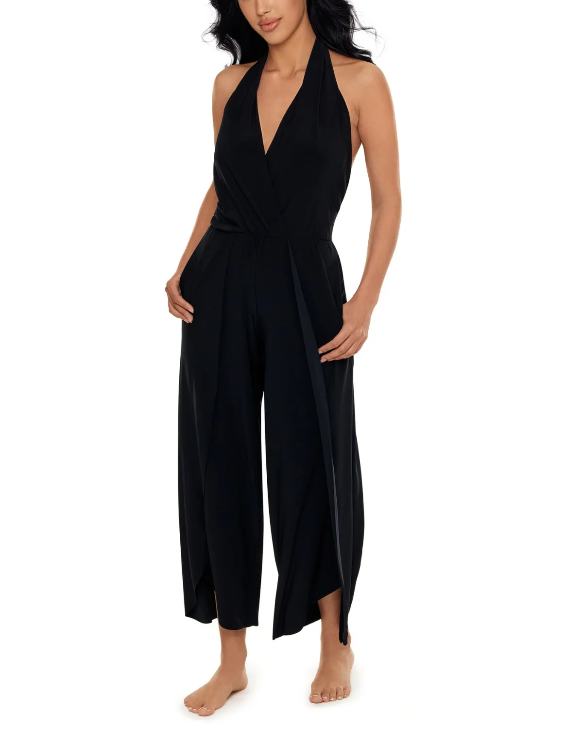 2024 Magicsuit Solids Cover Up Halter Jumpsuit - 6008090