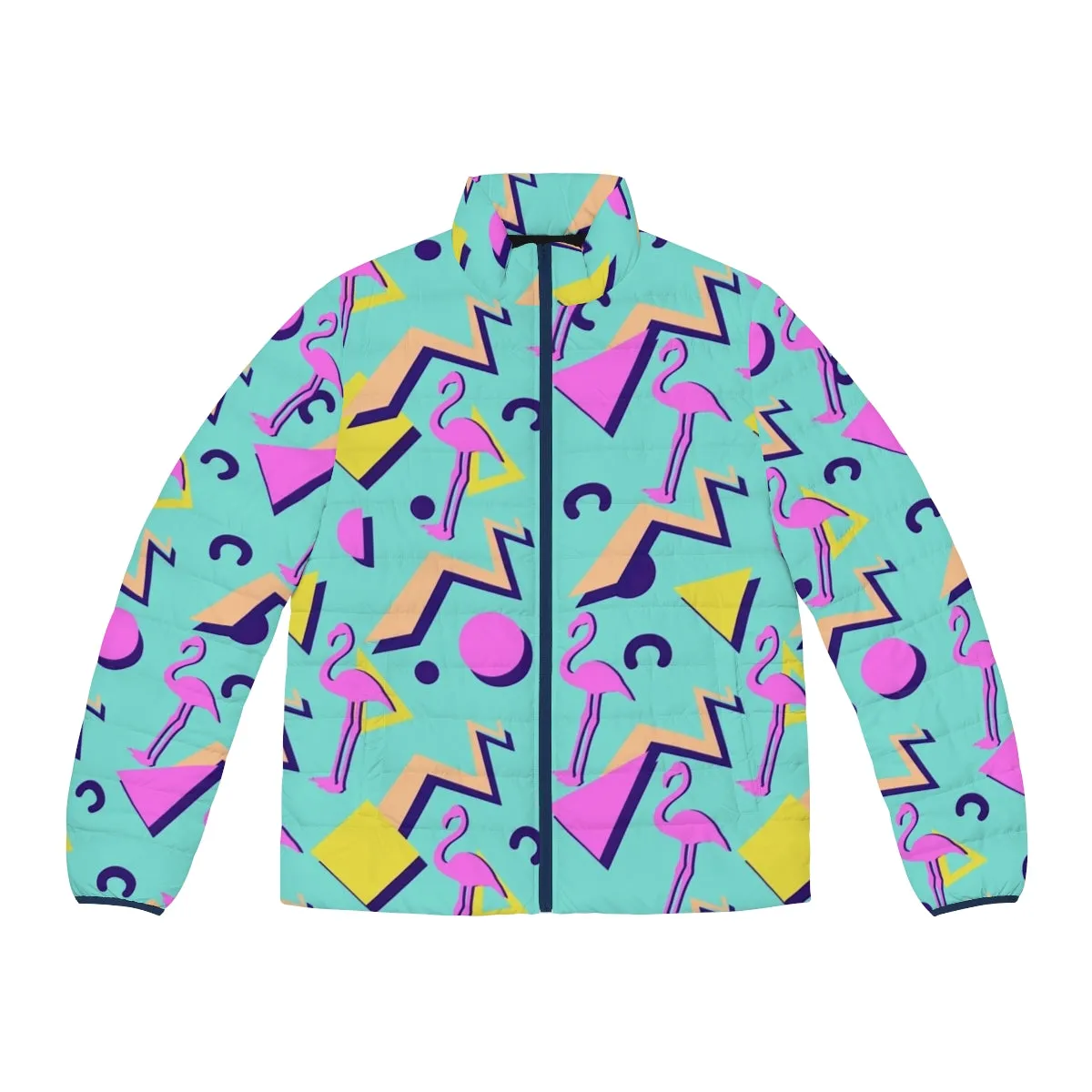 80s Memphis Pattern Puffer Jacket | Retro Pop Art Design