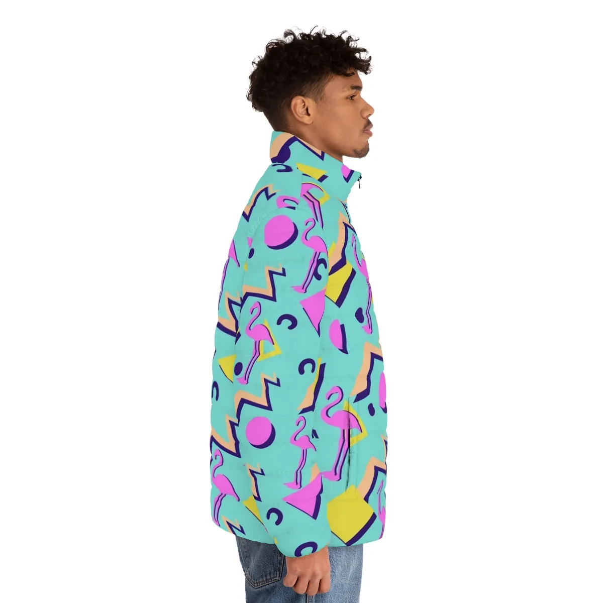 80s Memphis Pattern Puffer Jacket | Retro Pop Art Design