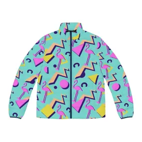 80s Memphis Pattern Puffer Jacket | Retro Pop Art Design