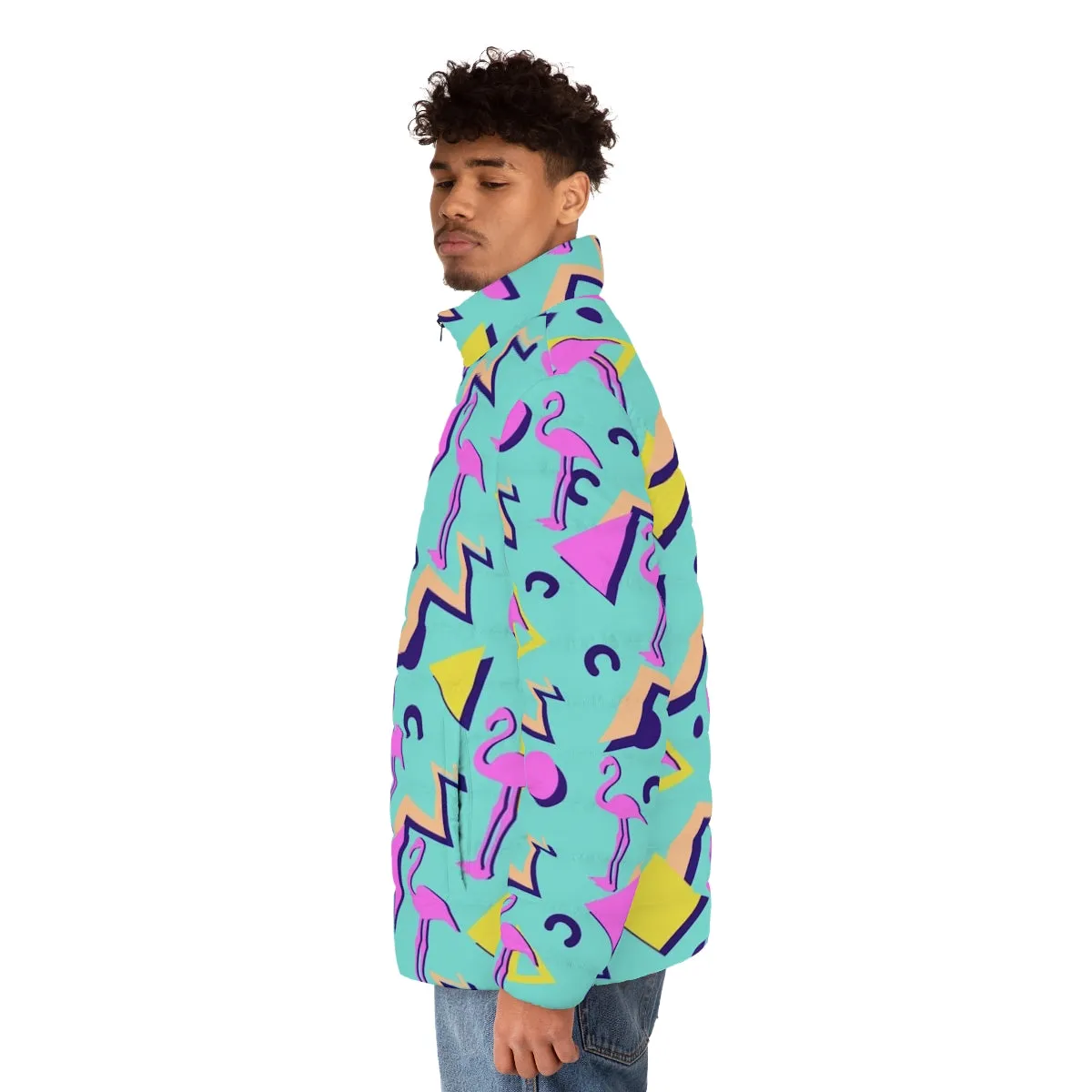 80s Memphis Pattern Puffer Jacket | Retro Pop Art Design
