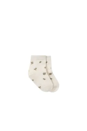 acquard Floral Sock - Petite Goldie