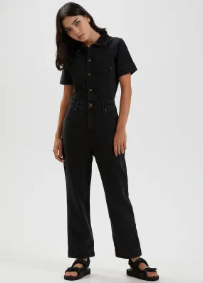 Afends Womens Zuri - Organic Denim Jumpsuit - Washed Black
