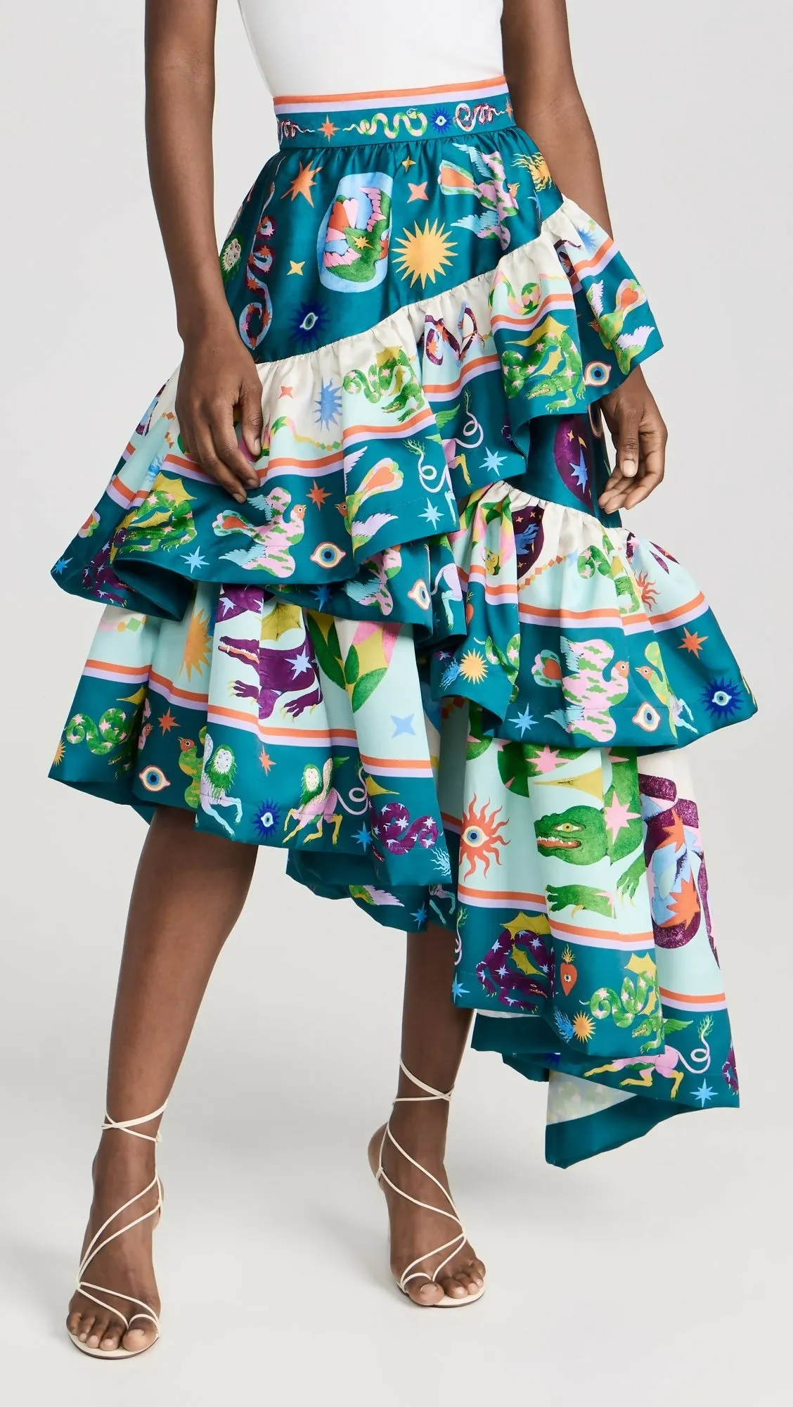 Alemais Guardian Tiered Ruffle Skirt Multi Size AU 12 & 14