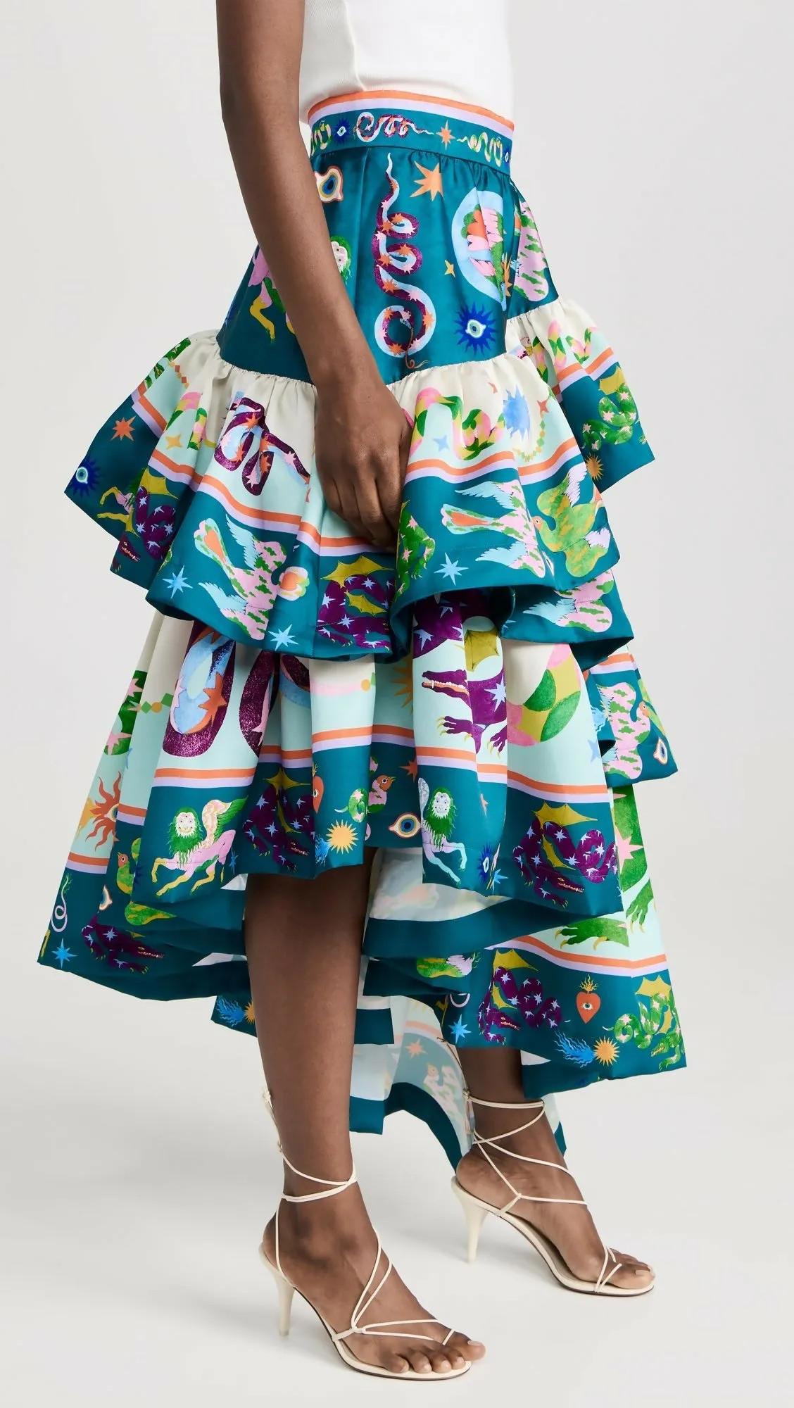 Alemais Guardian Tiered Ruffle Skirt Multi Size AU 12 & 14