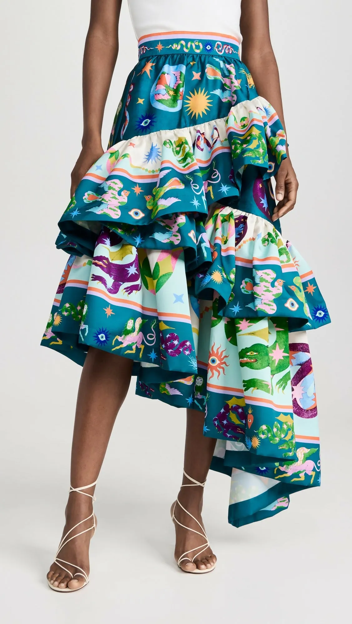 Alemais Guardian Tiered Ruffle Skirt Multi Size AU 12 & 14