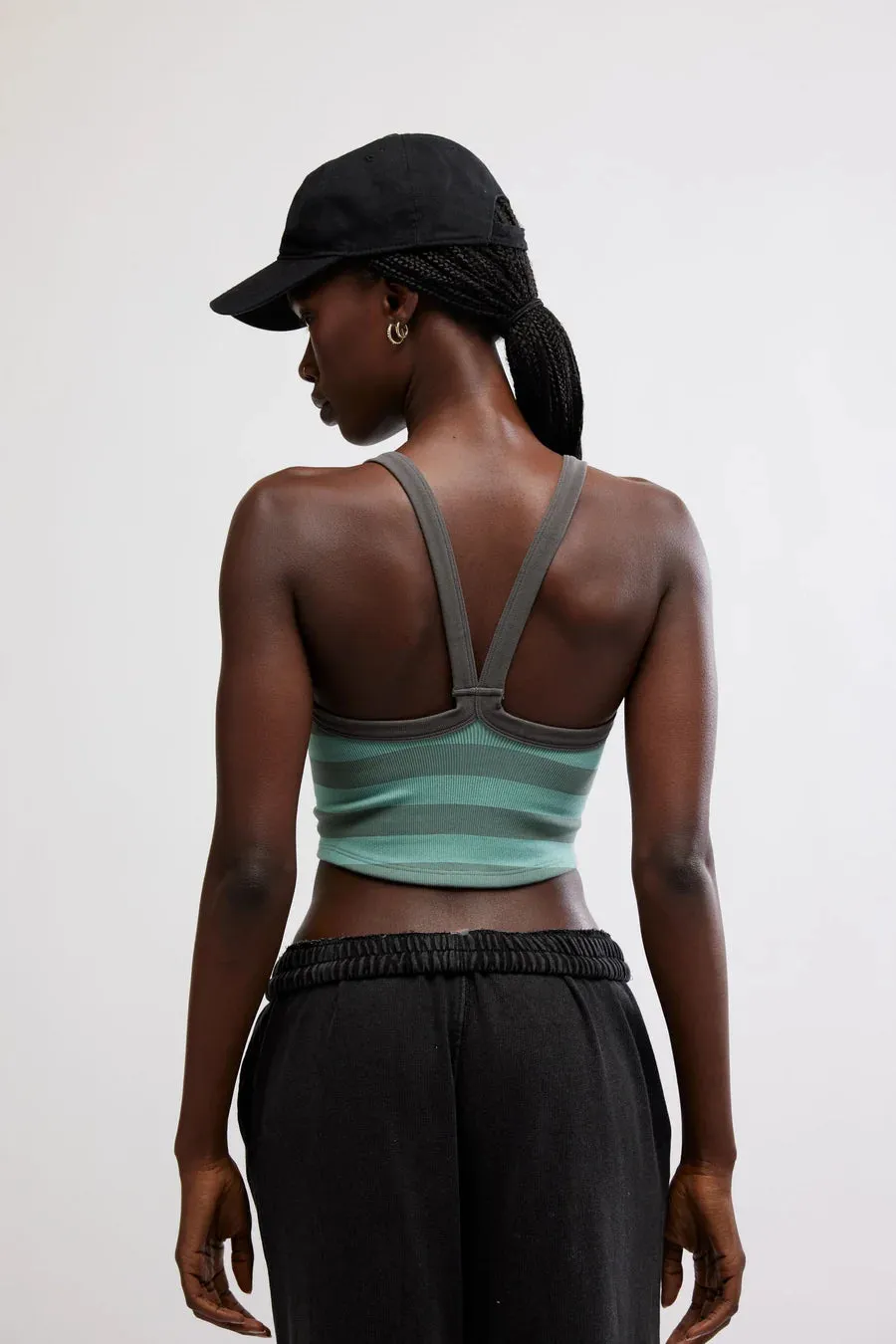 All Clear Striped Cami-Sage Combo