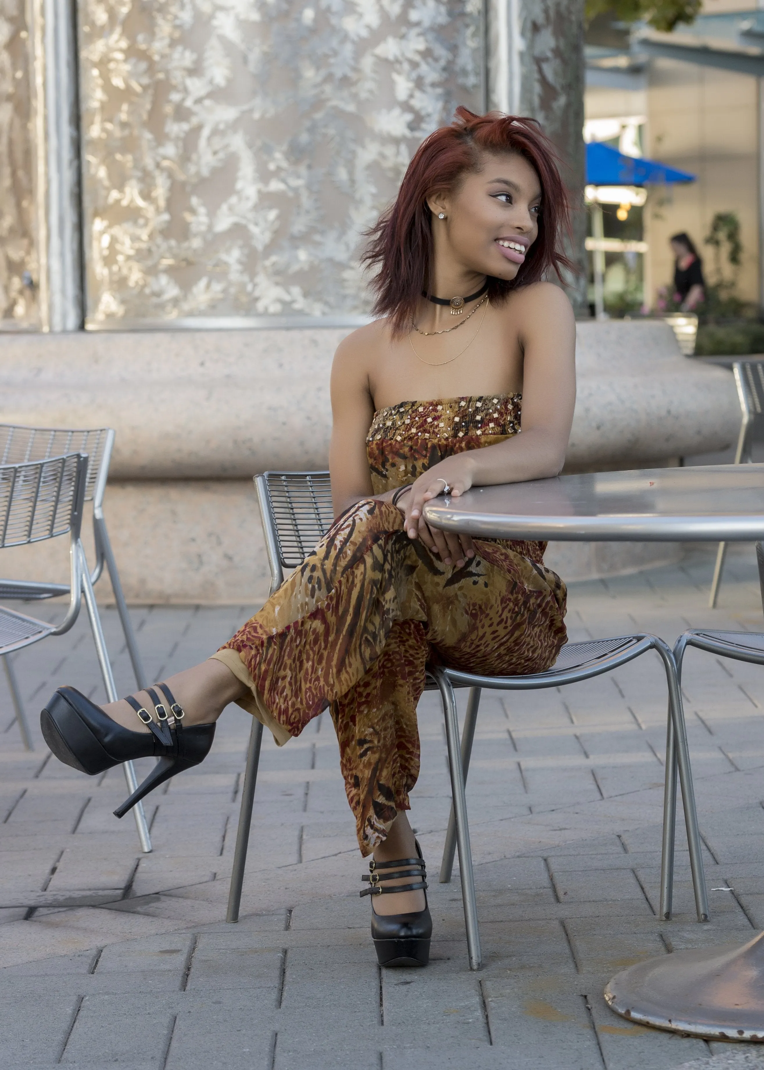 Animal Print Strapless Jumpsuit