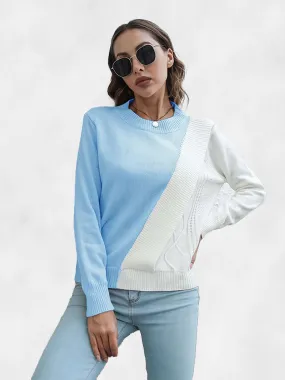Asia Direct   Diagonal Color Block Knit Sweater