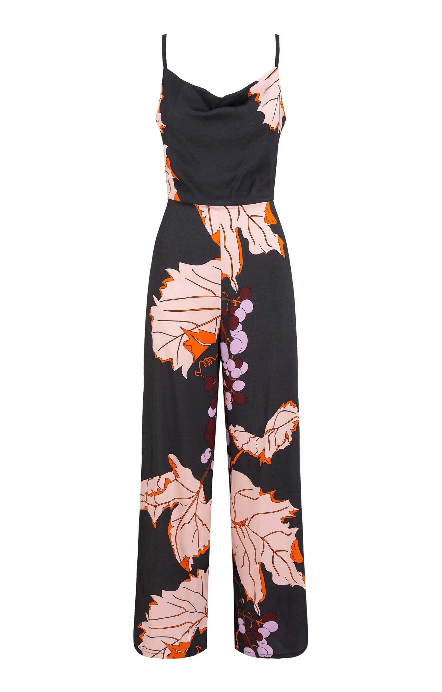 Aszu Draped Jumpsuit Big Grapes Print