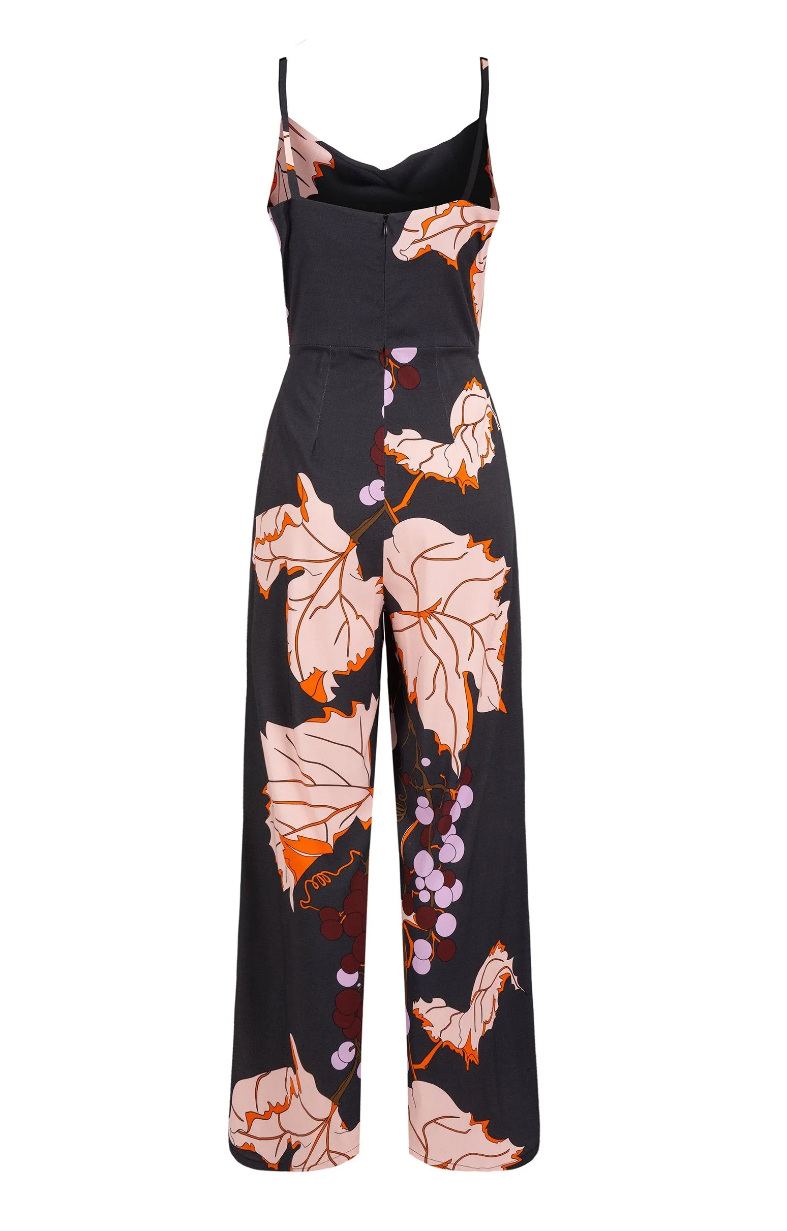 Aszu Draped Jumpsuit Big Grapes Print