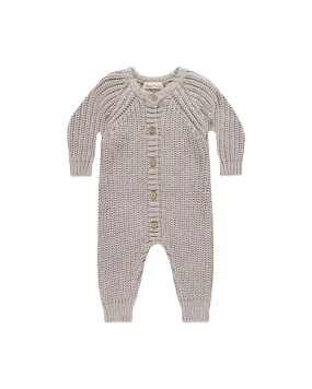 Baby Boy Jumpsuit and Rompers | Chunky Knit Jumpsuit- Fog | Quincy Mae