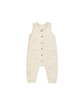 Baby Jumpsuits and Rompers | Sleeveless Pocketed- Lemon Stripe | Quincy Mae