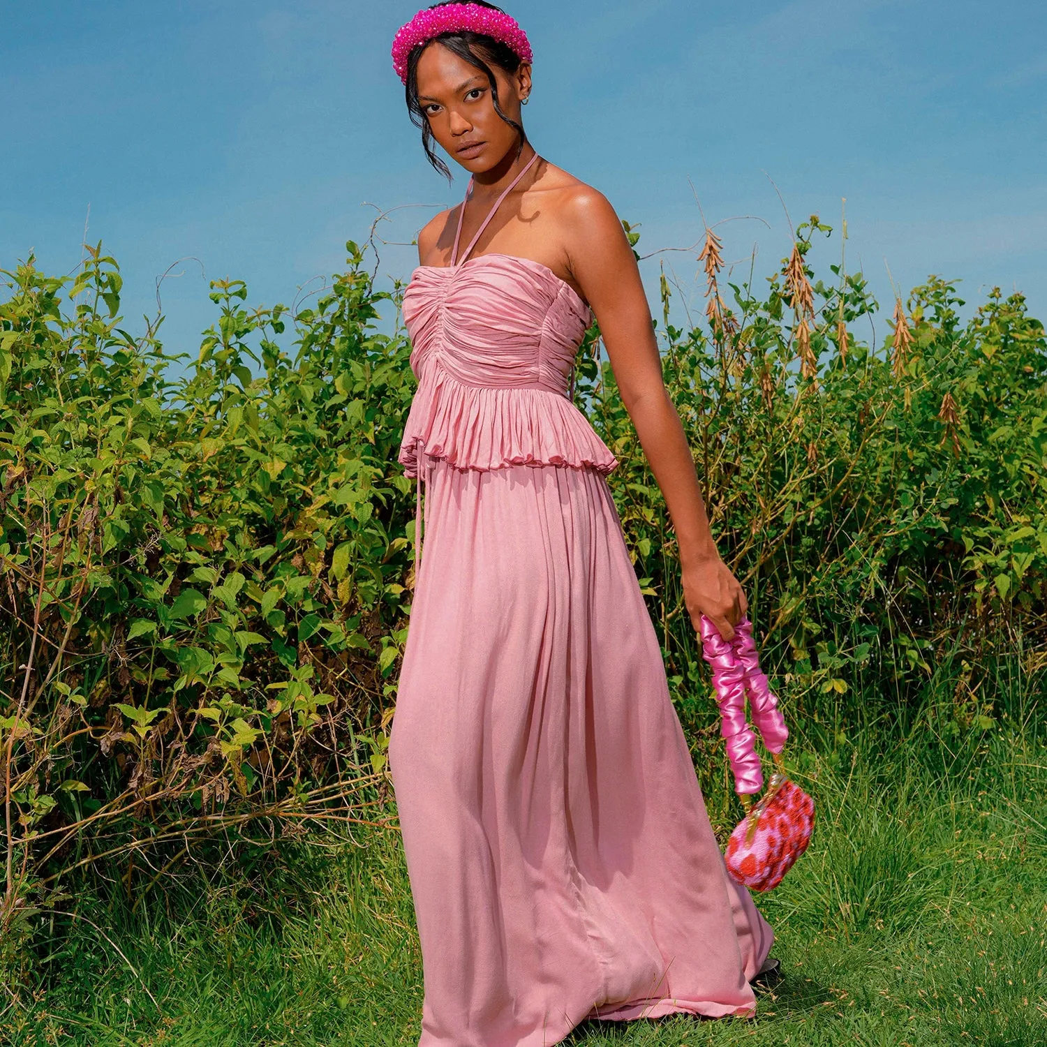 Bamboo Palazzo Jumpsuit Blush Pink