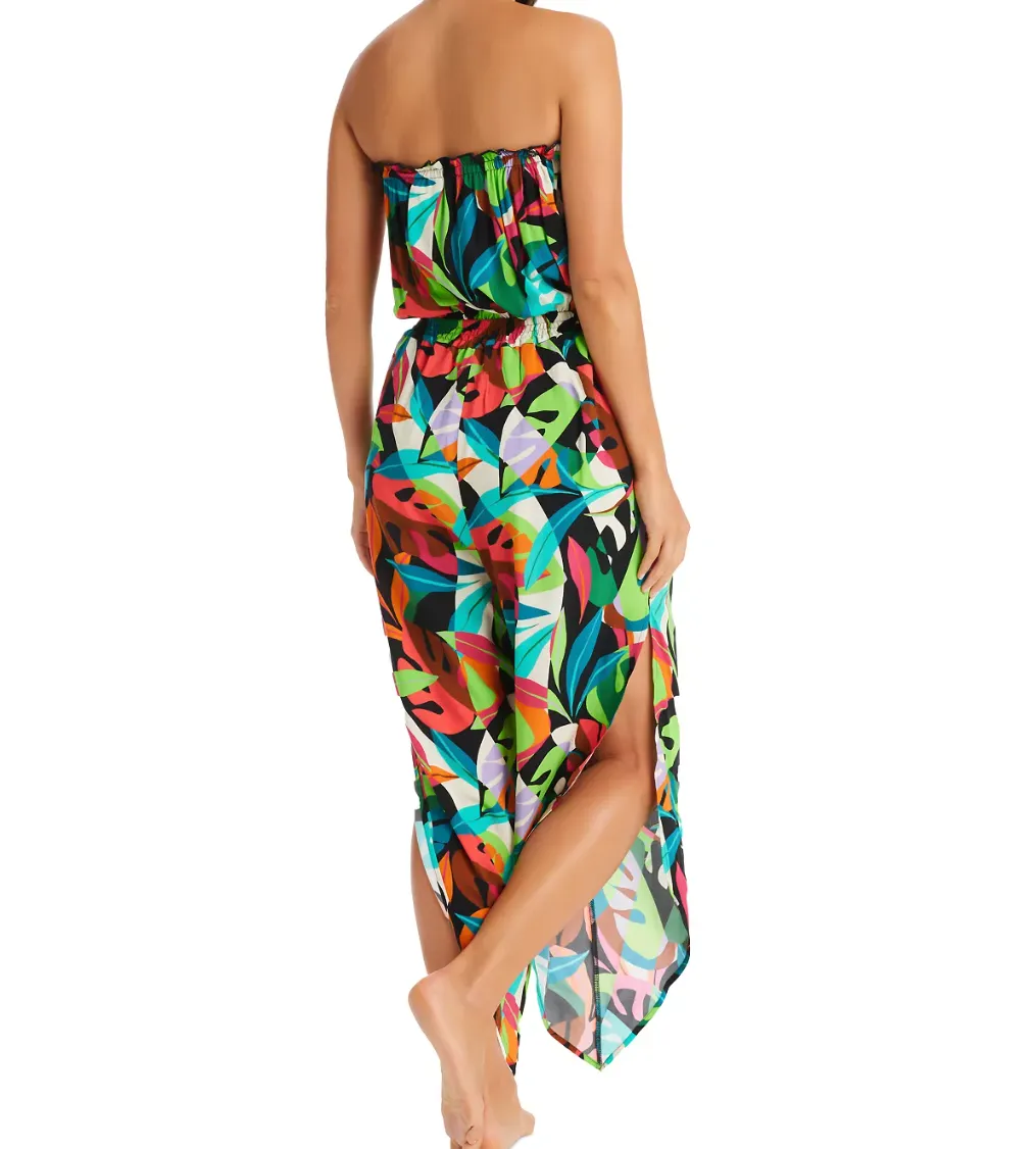 BAR III Womens Tropical Dreams Tube Top Cover-Up Jumpsuit, Size Large
