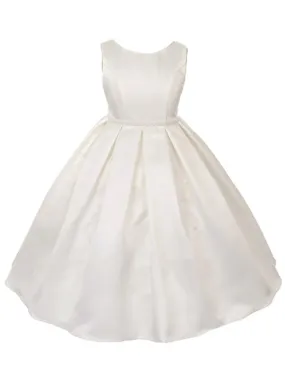 Big Girls Ivory Pearl Trim Classic Pleated Communion Dress 8-14