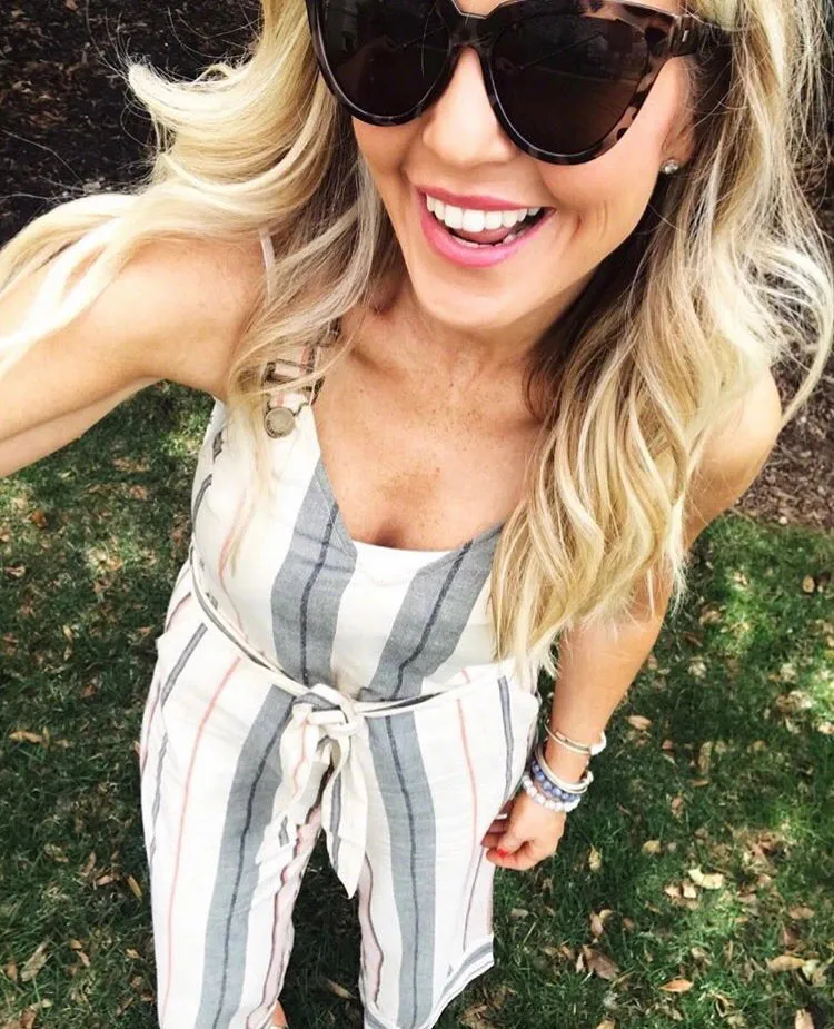 Billabong Striped Wide Leg Crop Jumpsuit- Size S