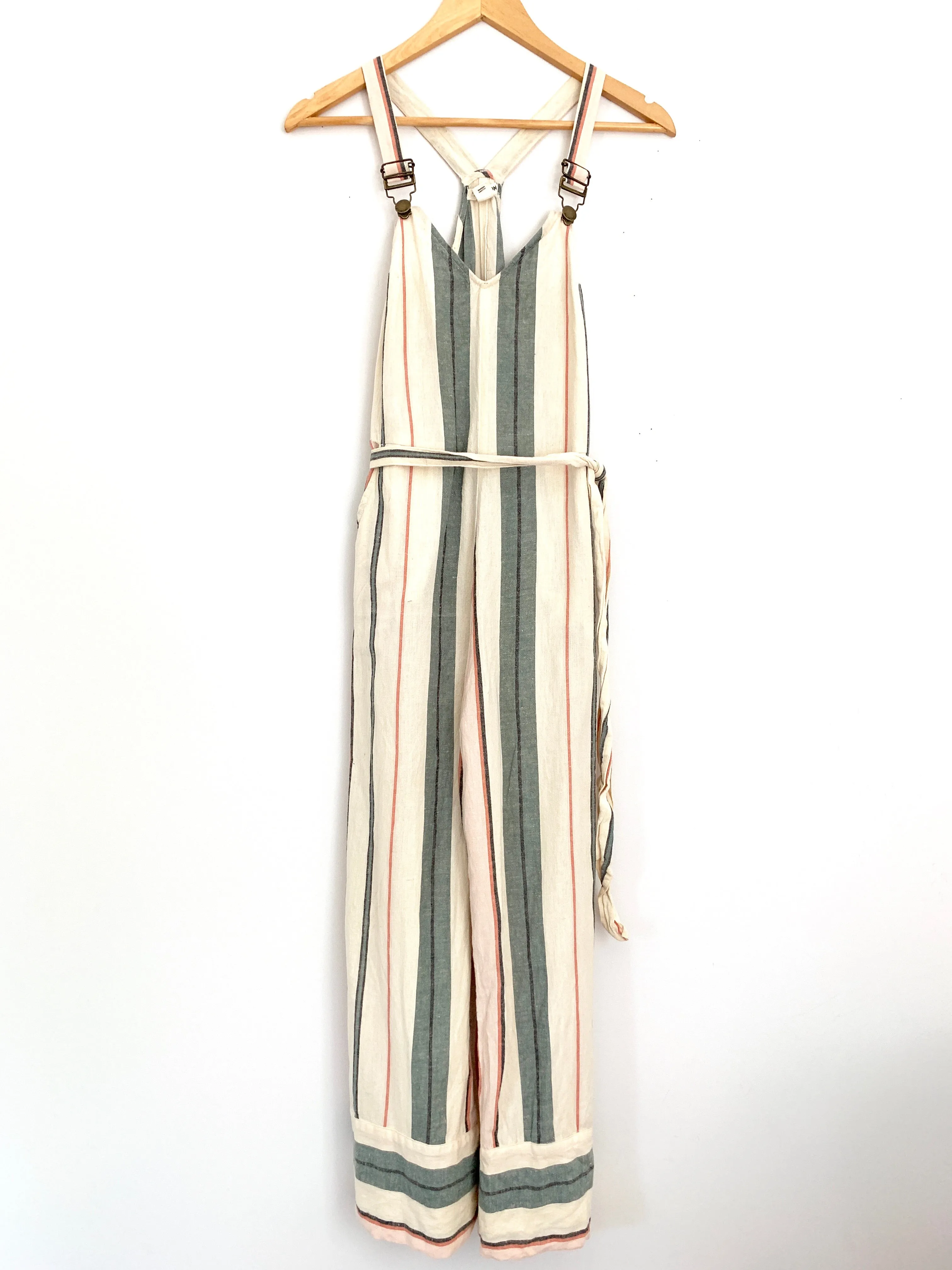 Billabong Striped Wide Leg Crop Jumpsuit- Size S