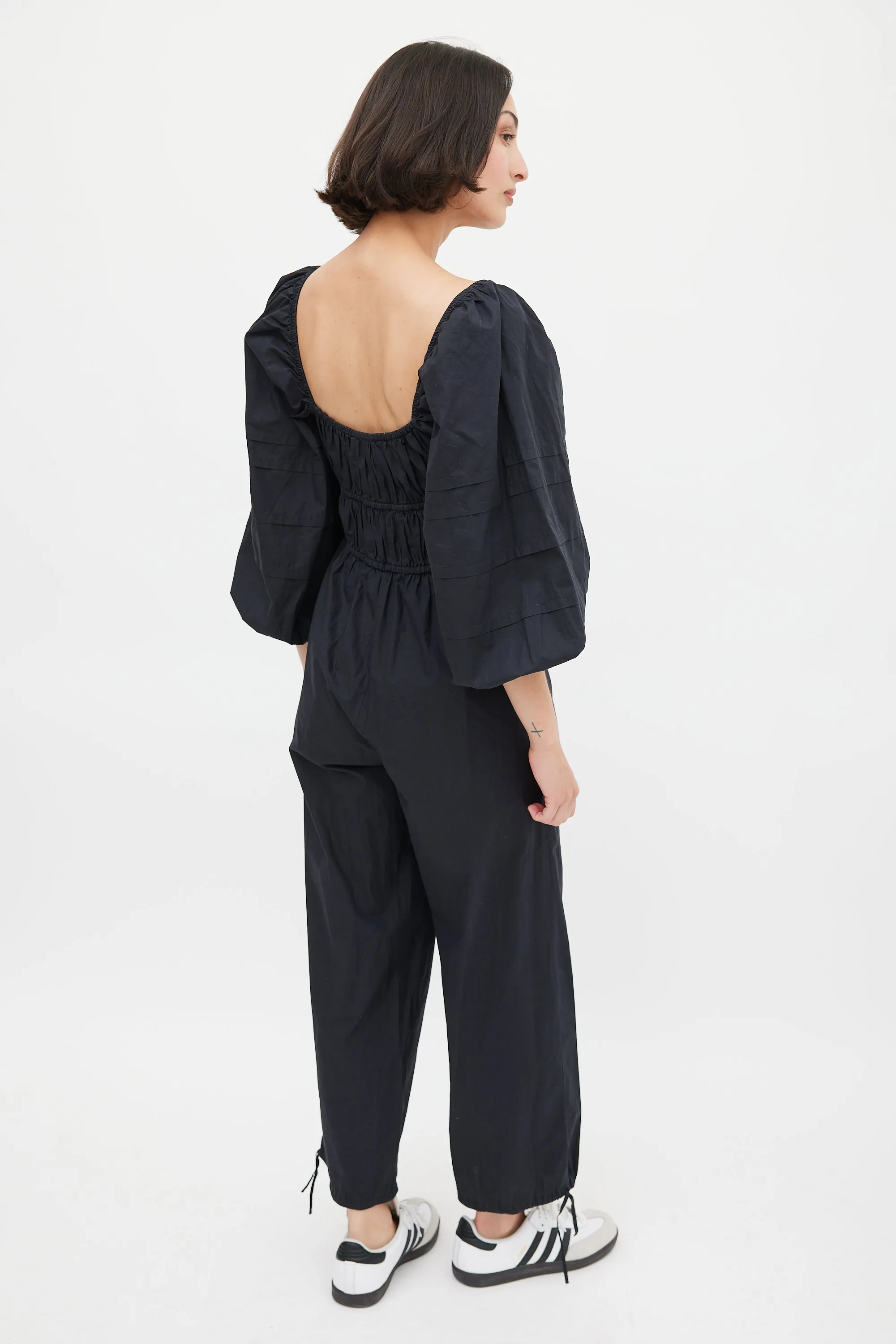 Black Cotton Amalie Tie Jumpsuit