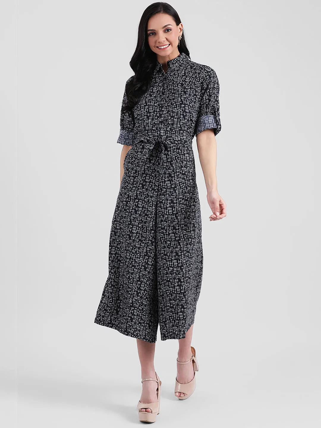 Black Printed Basic Jumpsuit