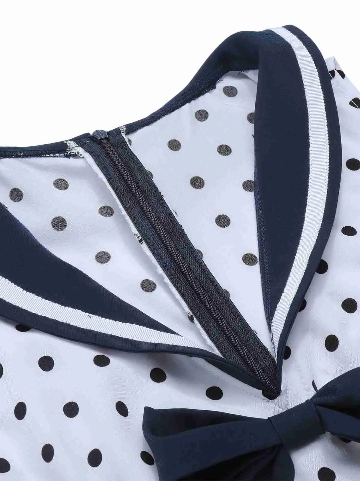 Blue 1940s Polka Dot Bow Lapel Jumpsuit