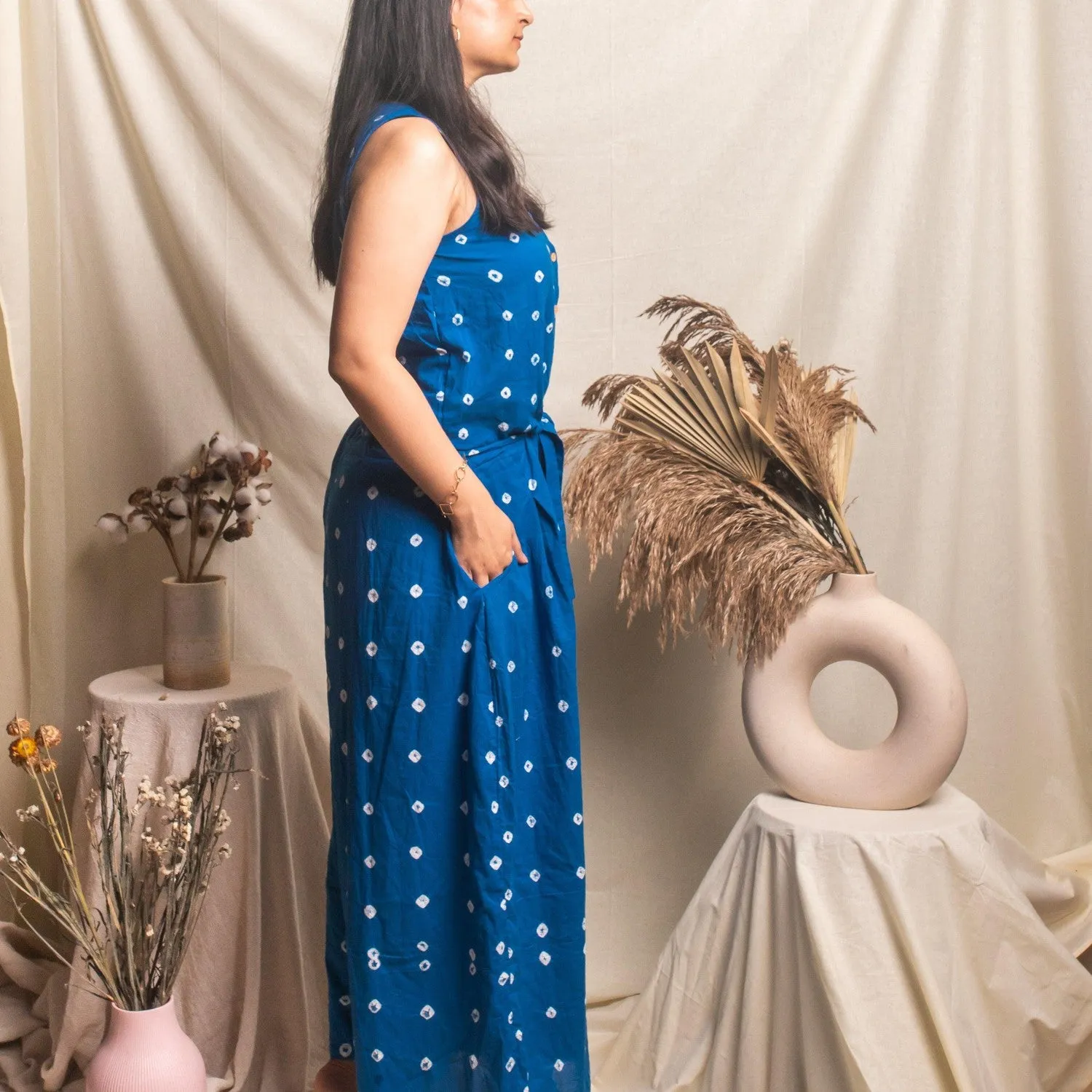 Blue Bandhani Jumpsuit