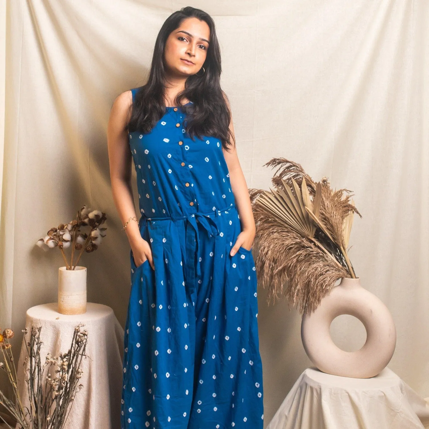 Blue Bandhani Jumpsuit