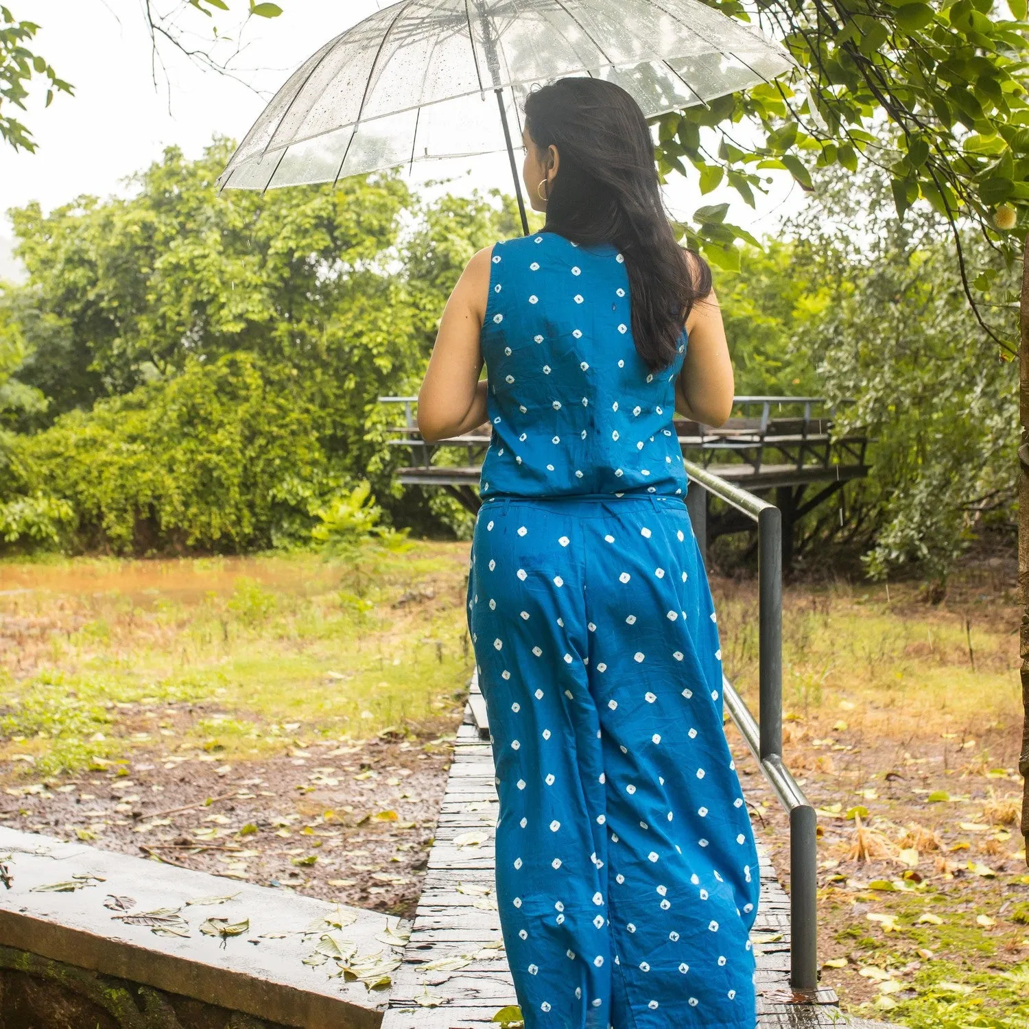 Blue Bandhani Jumpsuit