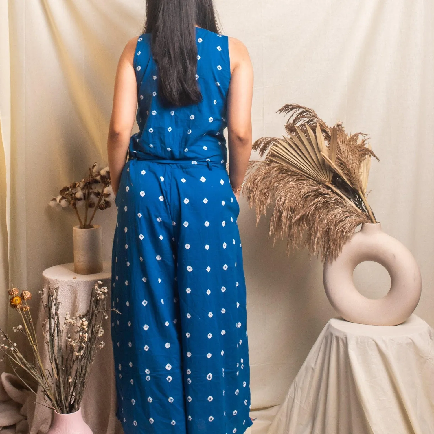 Blue Bandhani Jumpsuit