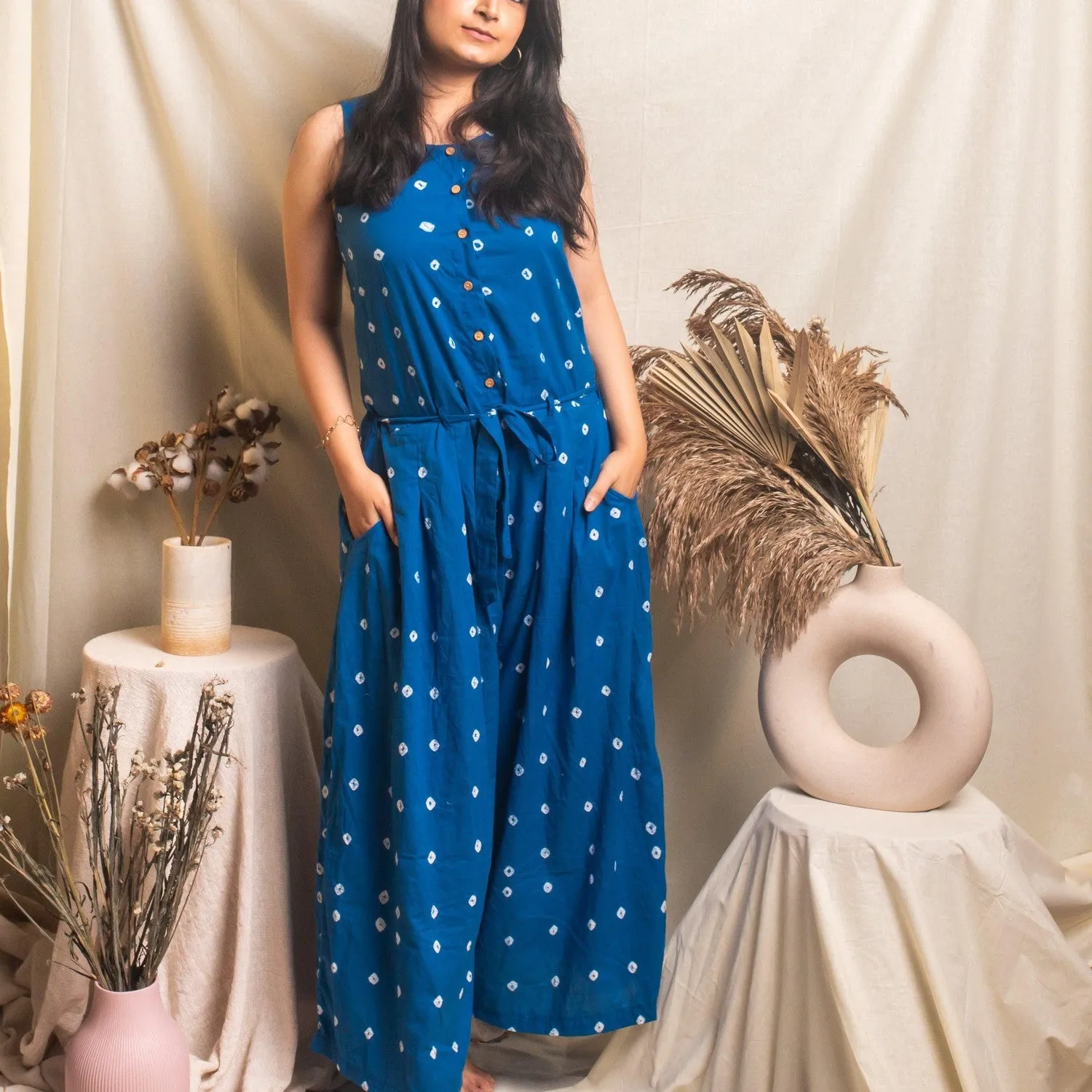 Blue Bandhani Jumpsuit