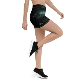 Blue Galaxy Women's Gym Shorts, Space Milky Way Cosmos Short Tights-Made in USA/EU/MX