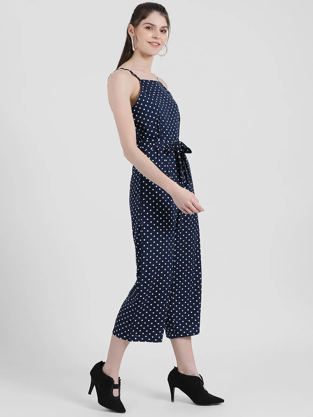 Blue Polka Strappy Jumpsuit