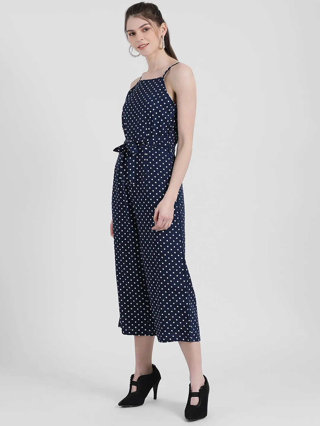 Blue Polka Strappy Jumpsuit