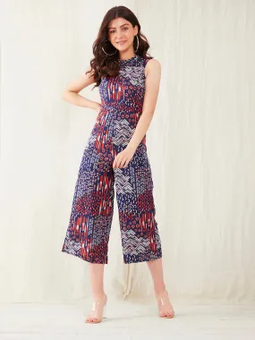 Blue Printed Basic Jumpsuit