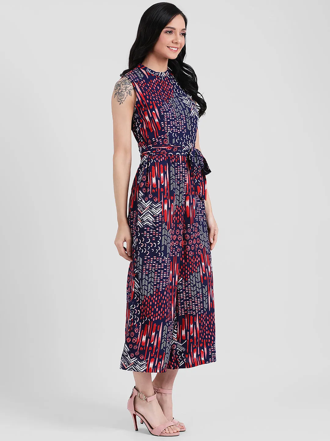 Blue Printed Basic Jumpsuit