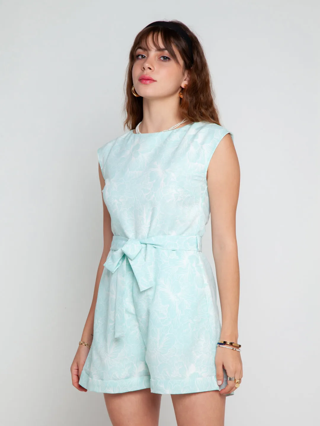 Blue Printed Jumpsuit