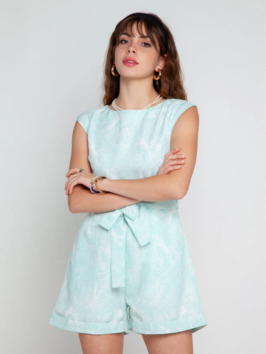Blue Printed Jumpsuit