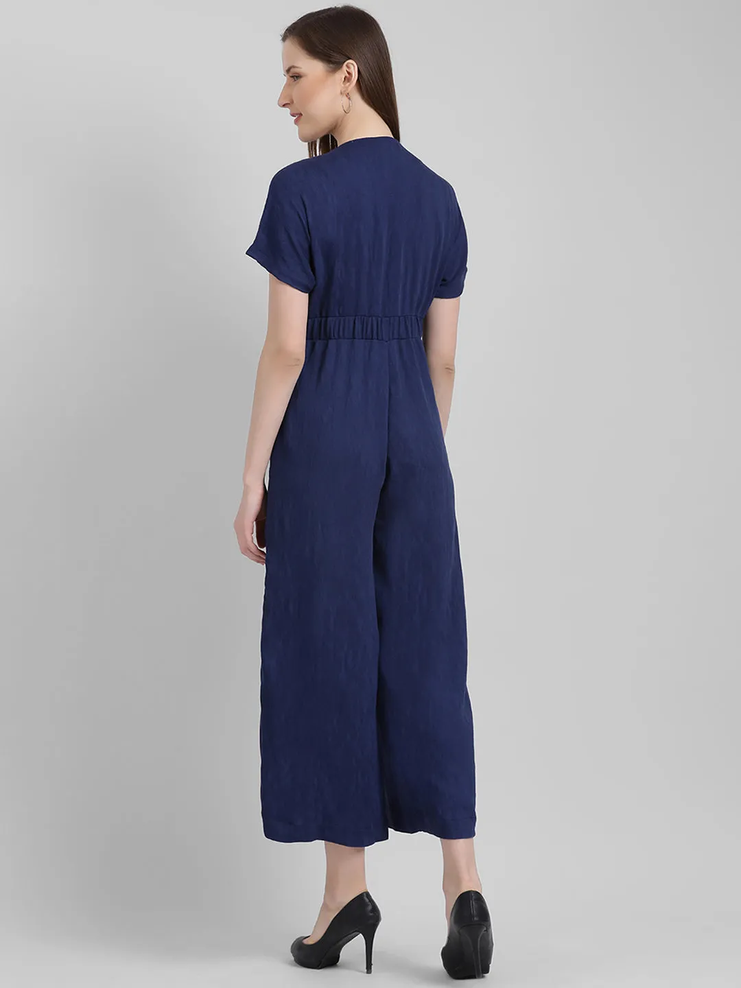 Blue Solid Regular Jumpsuit