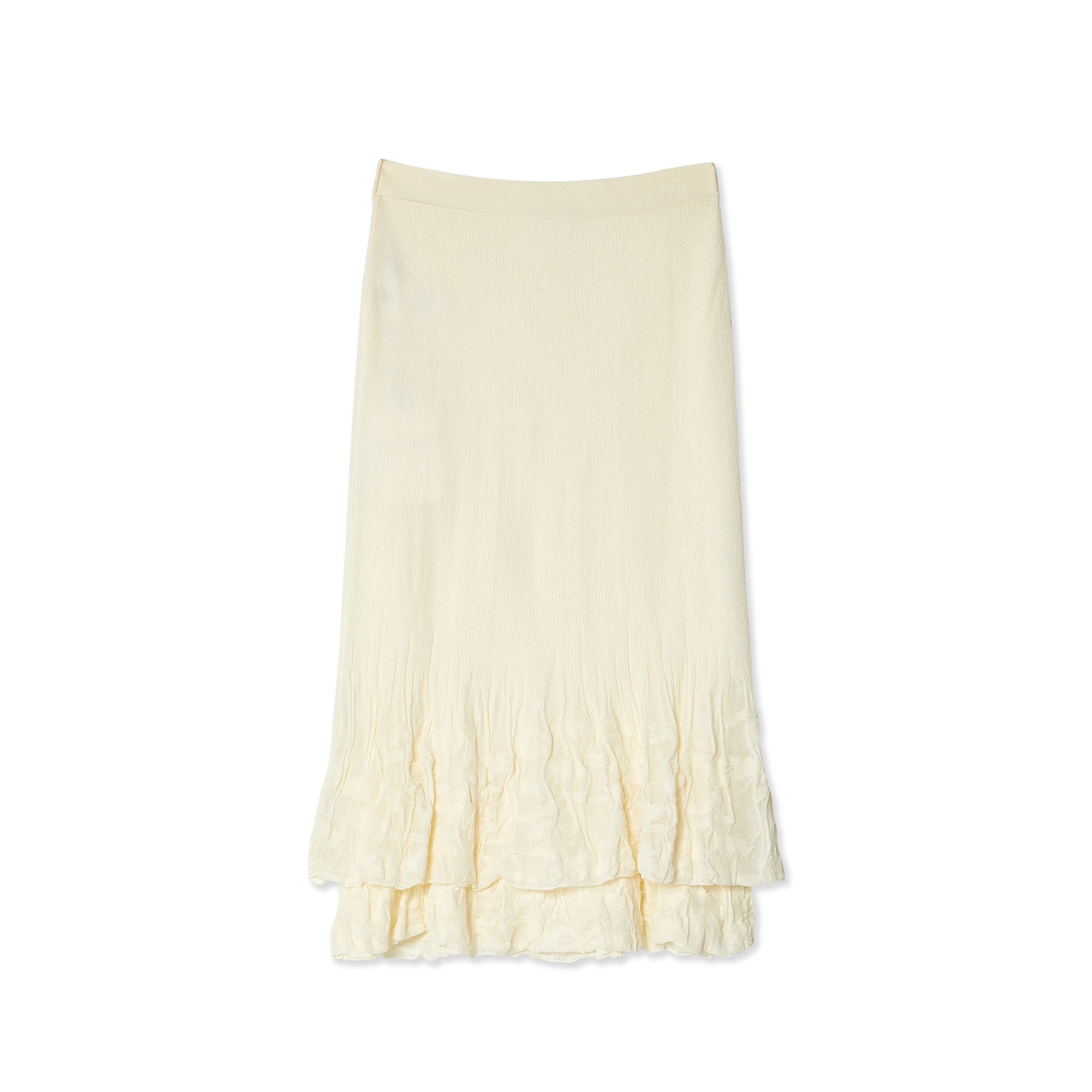 Bottega Veneta - Women's Two-In-One Light Cotton Midi Skirt - (Chalk)