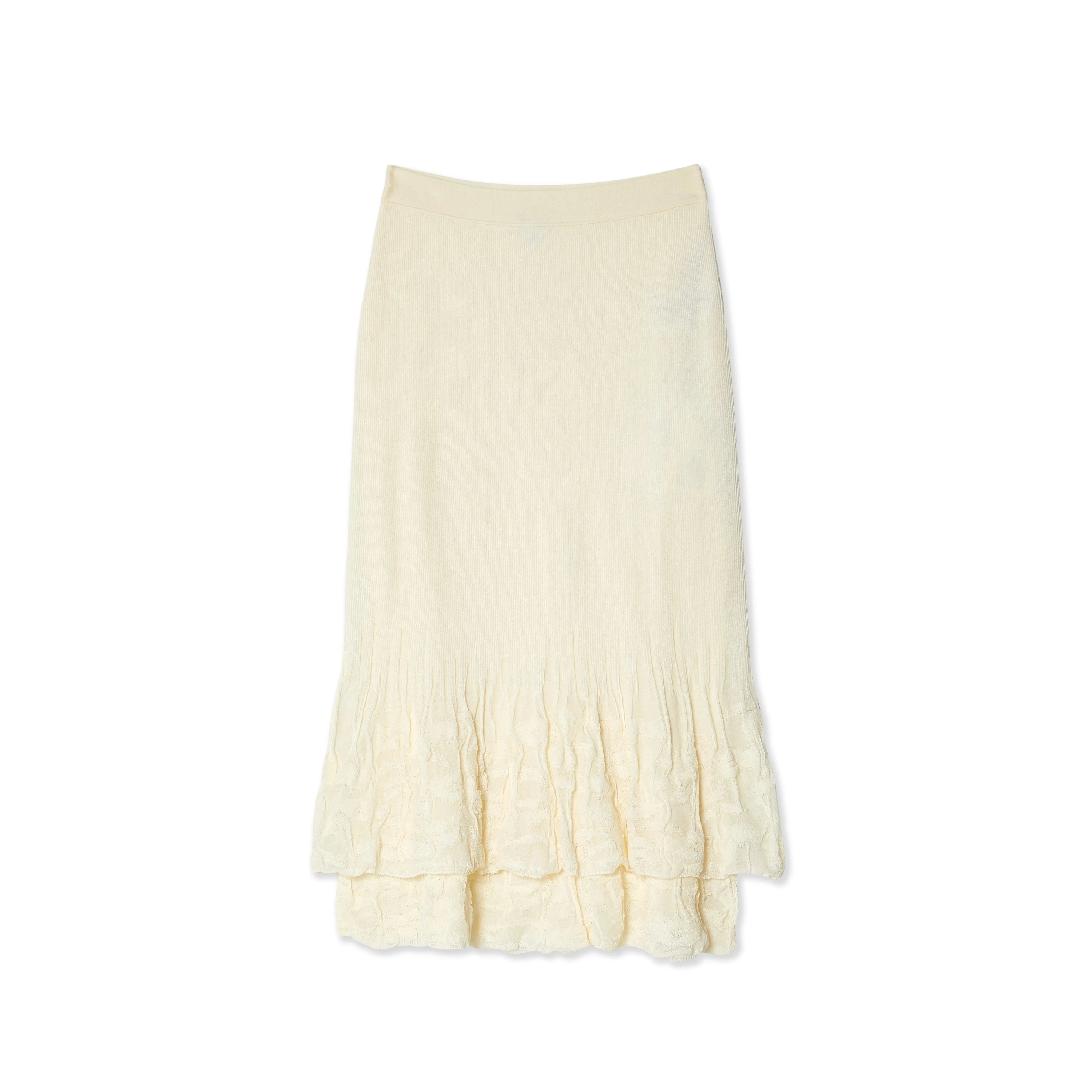 Bottega Veneta - Women's Two-In-One Light Cotton Midi Skirt - (Chalk)