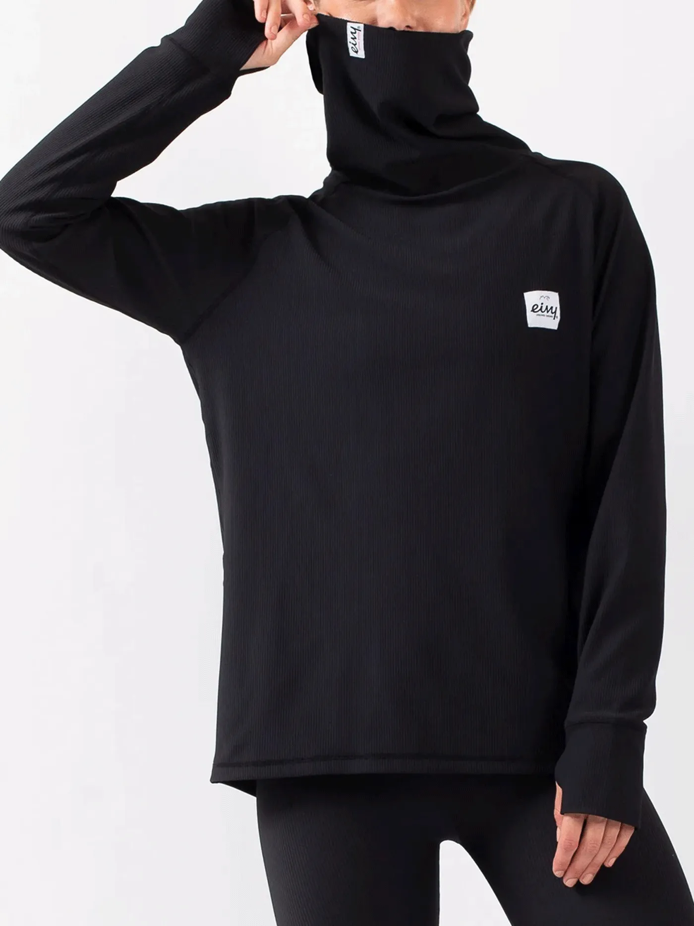 Boyfriend Fit Gaiter Rib Black Base Layer