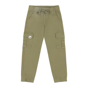 Boys Relaxed Fit Drawstring Cargo Jogger Pants - Olive