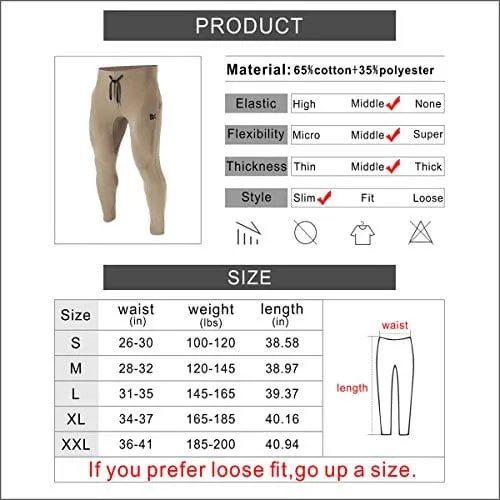 BROKIG Mens Zip Joggers Pants - Casual Gym Workout Track Pants Comfortable Slim Fit Tapered Sweatpants with Pockets (Small, Beige)