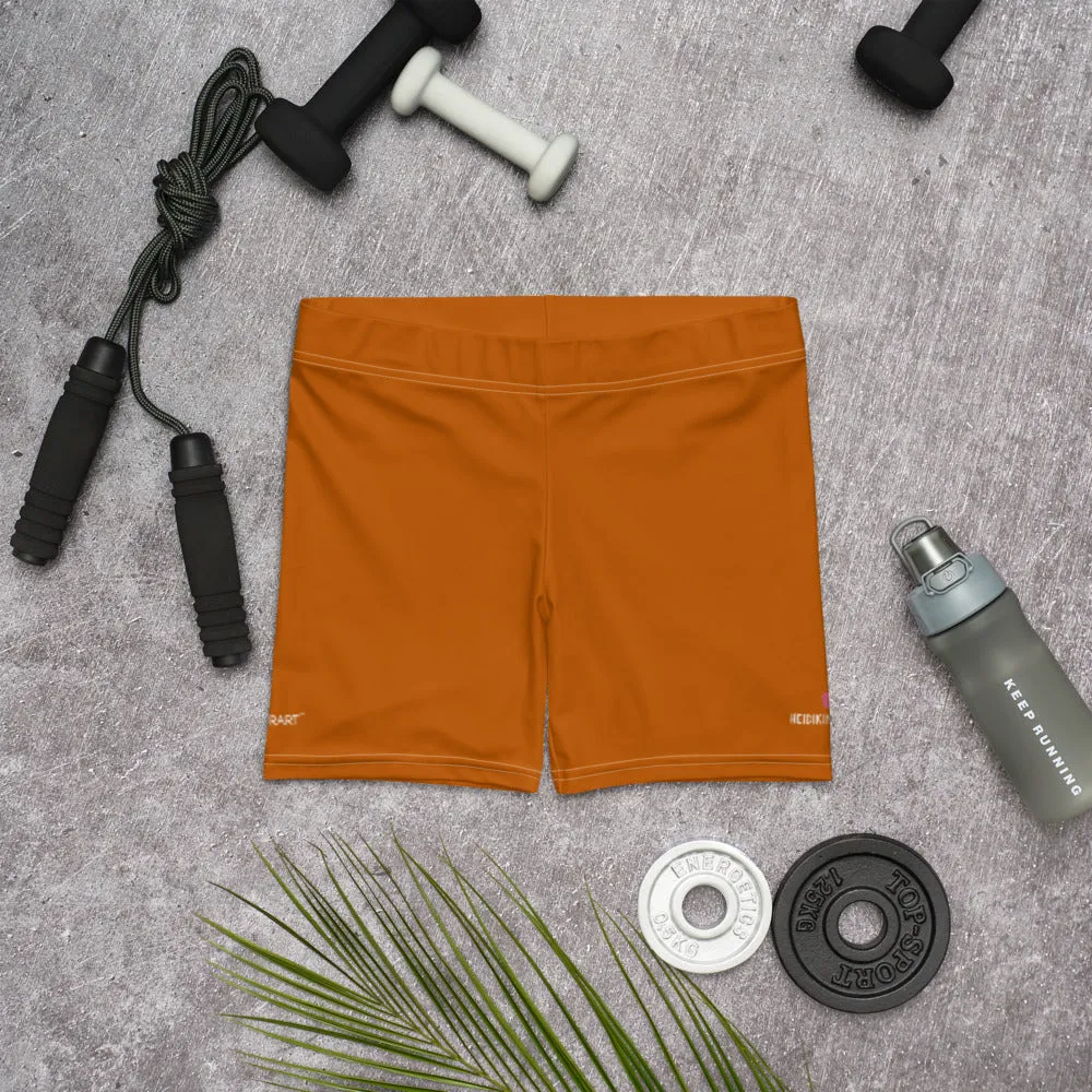 Brown Solid Color Women's Shorts, Ginger Brown Orange Gym Tights-Made in USA/EU/MX