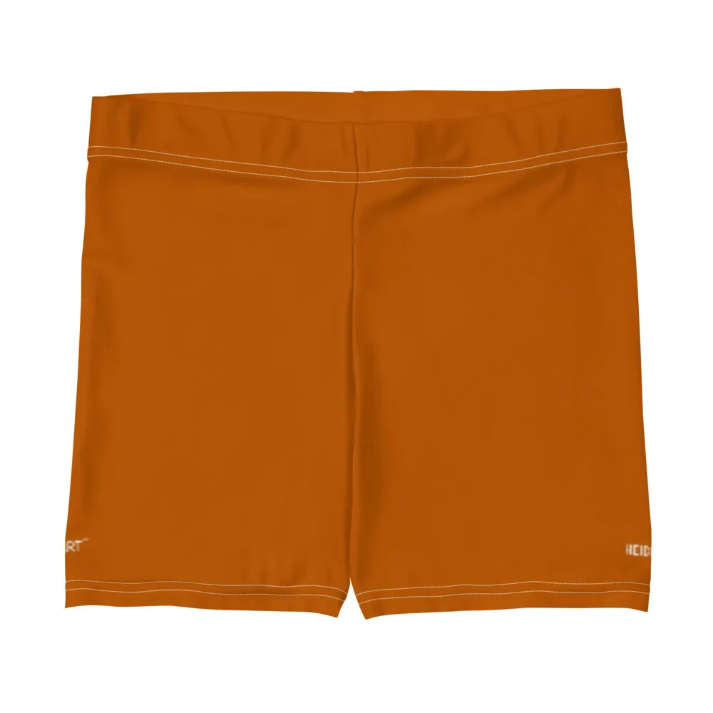Brown Solid Color Women's Shorts, Ginger Brown Orange Gym Tights-Made in USA/EU/MX