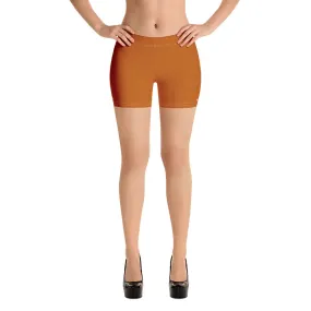 Brown Solid Color Women's Shorts, Ginger Brown Orange Gym Tights-Made in USA/EU/MX