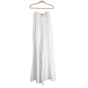 Bucket List White Gauze Strapless Twist Front Extra Wide Leg Jumpsuit NWT- Size M