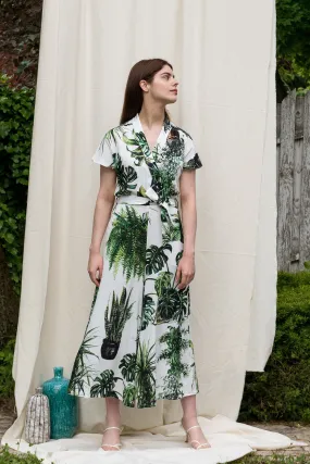 Budapest Plants Print Kimono Jumpsuit