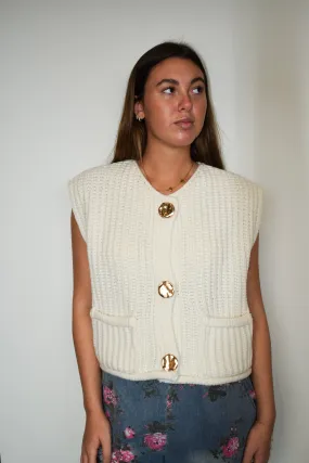 Button Up Sleeveless Sweater